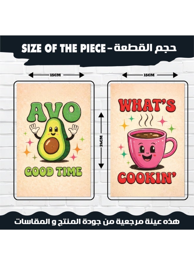 طقم 12 لوحة جدارية فاخرة للمطبخ وغرف الطعام من ورق كوشيه 300 جرام - Image 3